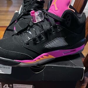 Jordan Air 5 Retro Black and Pink Sneakers